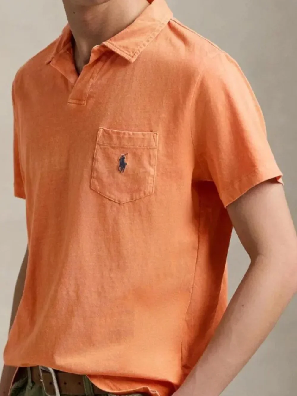 Polo Ralph Lauren Men’s Polo Shirt 5XLT Standard Cotton Linen Jersey Pink NWT